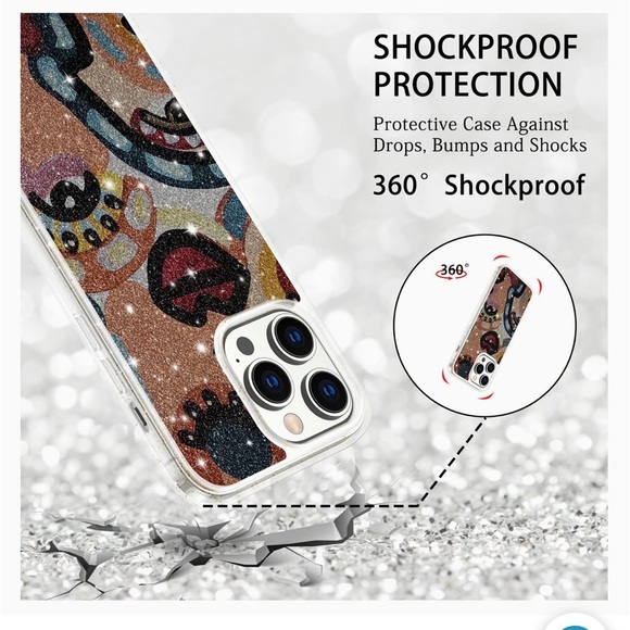 iPhone 14 Pro Max Glitter Graphic Phone Case New - Picture 2 of 9